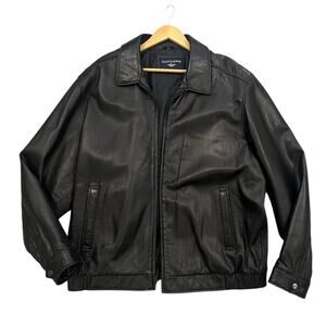 Dockers Lambs leather Mens 2XLT Full Zip Jacket Bomber Moto Pockets Aviator